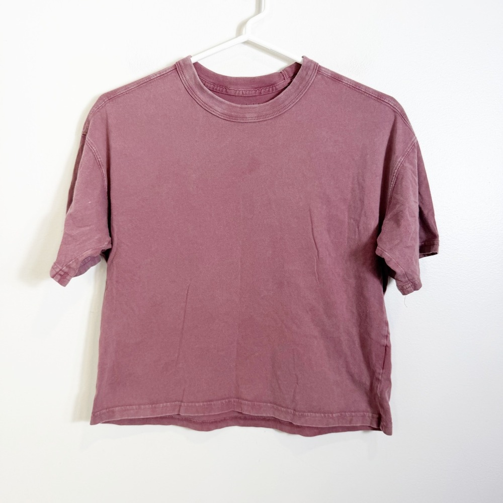 Abercrombie Kids T-Shirt Boys 11/12 Plum Relaxed Fit Short Sleeve Crew Neck Tee